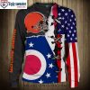 Cleveland Browns Gifts For Him – American Flag Fan Sweater