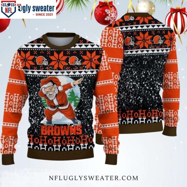 Cleveland Browns Ho Ho Ho Santa Claus Dabbing – Ugly Sweater For Fans