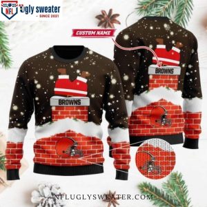 Cleveland Browns Ugly Christmas Sweater – Funny Santa Claus Graphics