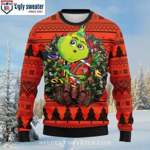 Cleveland Browns Ugly Christmas Sweater – Grinch Hug Football Graphics