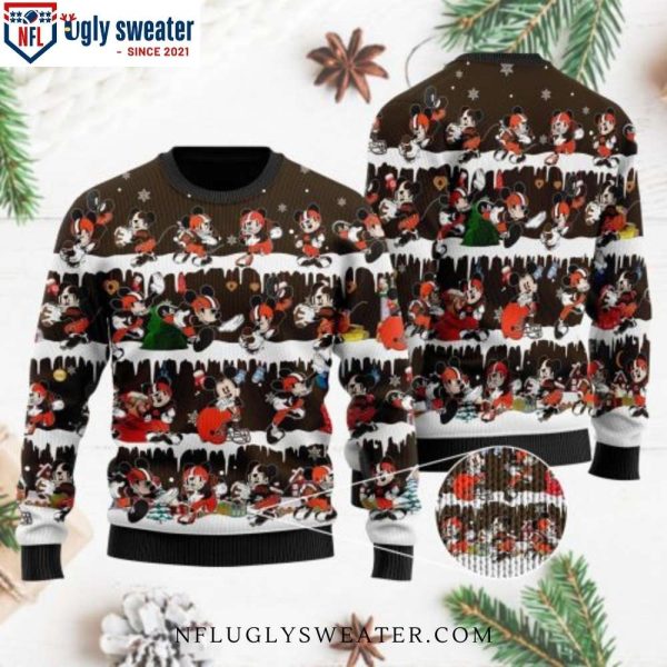 Cleveland Browns Ugly Christmas Sweater – Mickey Football Player Graphics