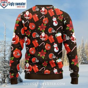 Cleveland Browns Ugly Christmas Sweater – Santa Claus Snowman Graphics