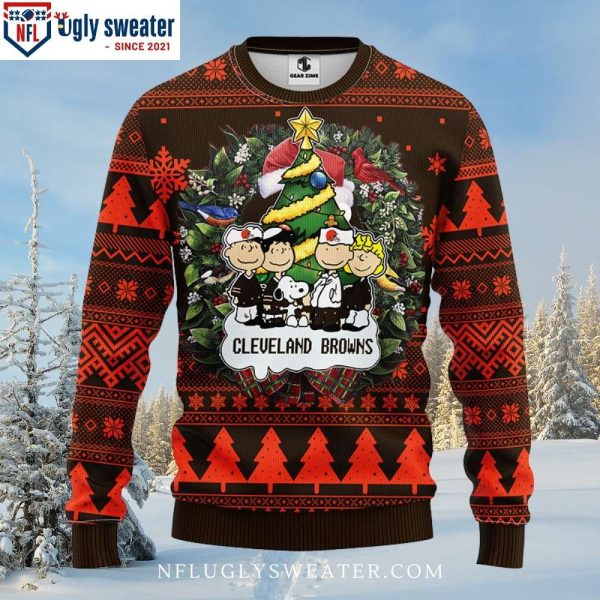 Cleveland Browns Ugly Christmas Sweater – Snoopy Dog Graphic