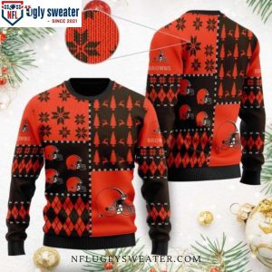 Cleveland Browns Ugly Christmas Sweater – Snowflake Logo Graphics