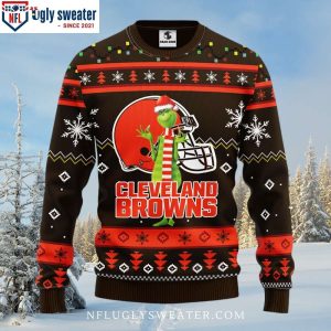 Cleveland Browns Ugly Christmas Sweater With Funny Grinch Graphics 1