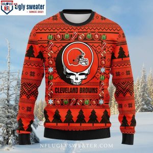 Cleveland Browns Ugly Christmas Sweater With Grateful Dead Graphics 2