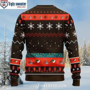 Cleveland Browns Ugly Sweater Grinch Graphics Logo And Christmas Light 2