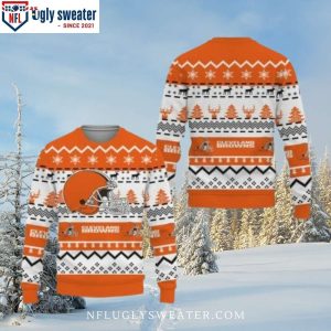 Cleveland Browns Ugly Sweater – Merry Christmas Snow Pattern