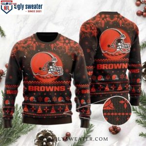 Cleveland Browns Ugly Sweater – Santa Claus In The Moon Graphic