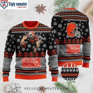 Cleveland Browns Ugly Sweater With Mascot Design – Holiday Cheers