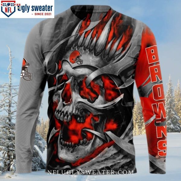 Cleveland Browns Ugly Sweater With Skull Design – Holiday Cheers