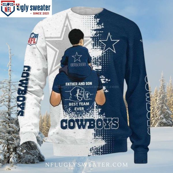 Cowboys Father And Son Best Team Ever Xmas Sweater – Perfect Gift For Cowboys Fans