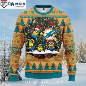 Cozy And Comfy NFL Miami Dolphins Minion Ugly Christmas Sweater 1