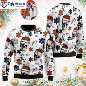 Cozy Up In Style – Denver Broncos Santa Skulls Christmas Sweater