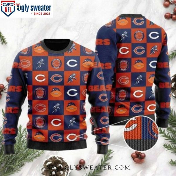 Cozy Up With Chicago Bears – Ugly Sweater Featuring Flannel Design