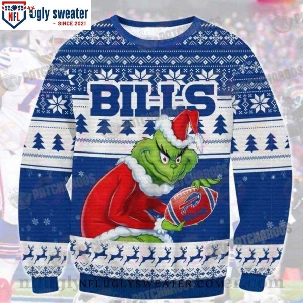 Cozy Up With The Grinch – Buffalo Bills Logo Print Sweater