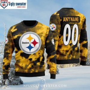 Custom Name And Number Pitt Steelers Dye Tie Ugly Christmas Sweater