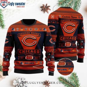 Custom Name Chicago Bears Ugly Christmas Sweater – Unique Gift For Fans