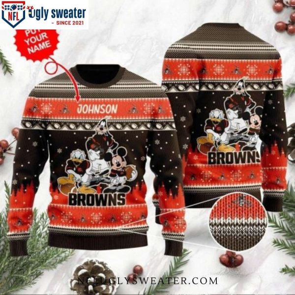 Custom Name Disney Donald Duck Cleveland Browns Ugly Sweater