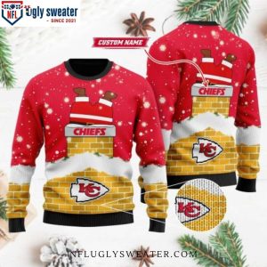 Custom Name Kc Chiefs Ugly Sweater With Santa Claus Design