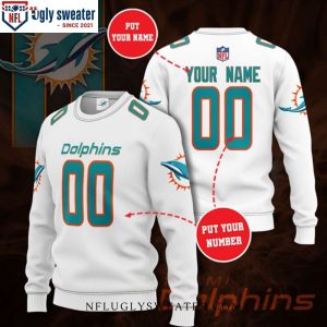 Custom Name Miami Dolphins Logo Graphic Ugly Sweater For Die-Hard Fans