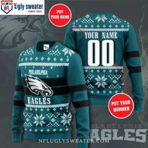 Custom Name NFL Philadelphia Eagles Logo – Eagles Christmas Sweater With Lights