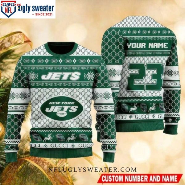 Custom New York Jets Christmas Sweater – Stylish Gucci-Inspired Design