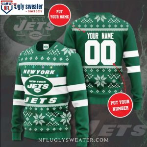 Customizable New York Jets Ugly Xmas Sweater – Add Your Name And Number