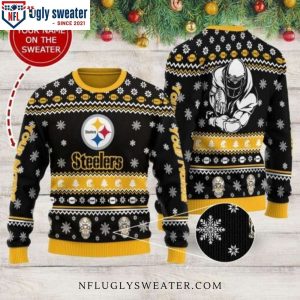 Customizable Pittsburgh Steelers Snowflake Ugly Xmas Sweater