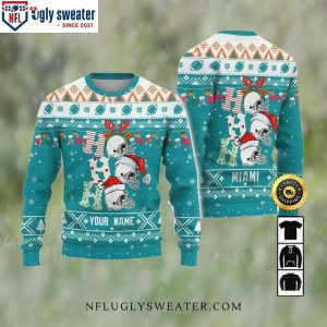 Customized Miami Dolphins Ho Ho Ho Helmet Ugly Christmas Sweater