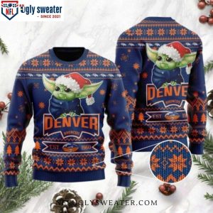 Cute Baby Yoda Grogu Denver Broncos Ugly Christmas Sweater