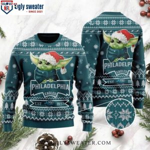 Cute Baby Yoda Grogu Philadelphia Eagles Ugly Christmas Sweater