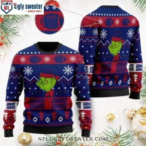 Cute Grinch Ugly Christmas Sweater For Ny Giants Fans