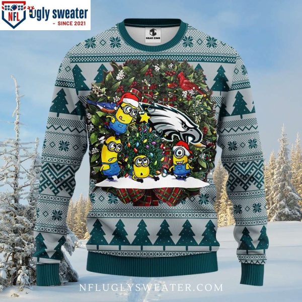 Cute Minion Laurel Wreath – NFL Philadelphia Eagles Ugly Sweater