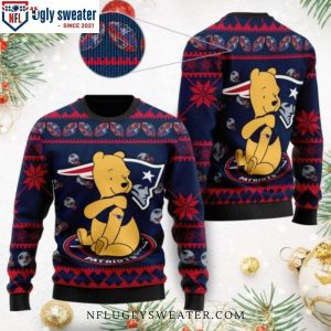 Cute Winnie The Pooh Bear – New England Patriots Logo Ugly Christmas Sweater