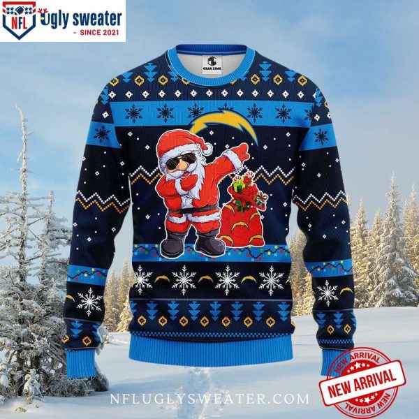 Dabbing Santa Los Angeles Chargers Ugly Xmas Sweater – Festive Fun