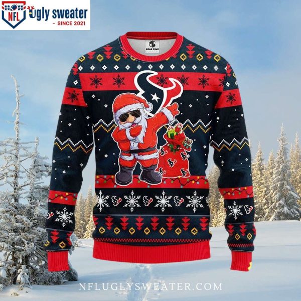 Dabbing Santa With Houston Texans Logo Ugly Xmas Sweater