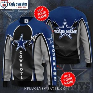 Dallas Cowboys Big Logo Custom Name Ugly Sweater – Unique Gift For Cowboys Fans