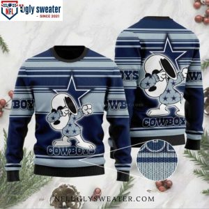 Dallas Cowboys Snoopy Dabbing All Over Print Ugly Christmas Sweater, Dallas Cowboys Gifts For Men