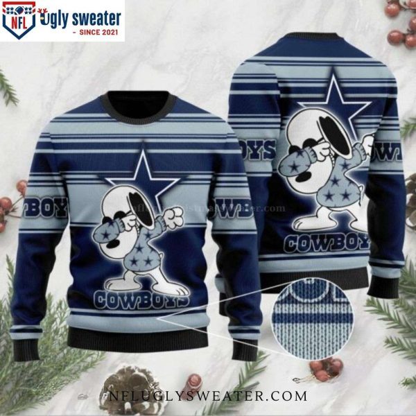 Dallas Cowboys Snoopy Dabbing All Over Print Ugly Christmas Sweater, Dallas Cowboys Gifts For Men