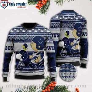 Dallas Cowboys Snoopy Rugby Player All Over Print Funny Xmas Sweaters, Dallas Cowboy Fan Gifts