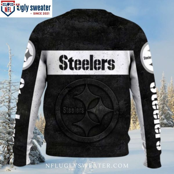 Dark Pittsburgh Steelers Ugly Christmas Sweater – Logo Print Edition