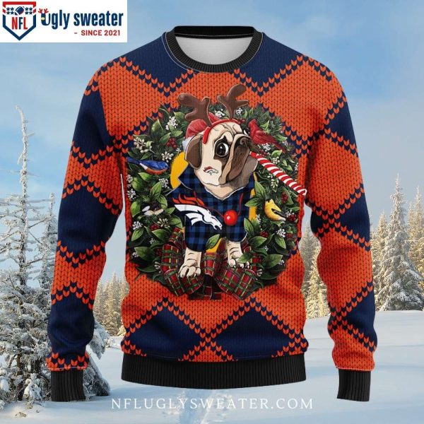 Denver Broncos Logo Print Ugly Christmas Sweater – Pub Dog Edition