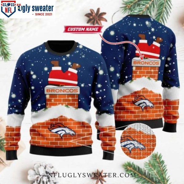 Denver Broncos Logo Print Ugly Christmas Sweater – Santa’s Chimney Entry