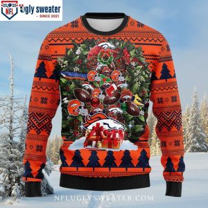 Denver Broncos Logo Print Ugly Sweater – Funny Christmas Tree Edition