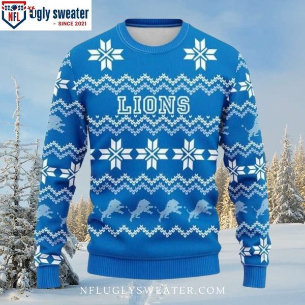 Detroit Lions Christmas Sweater – Cozy Logo Celebration