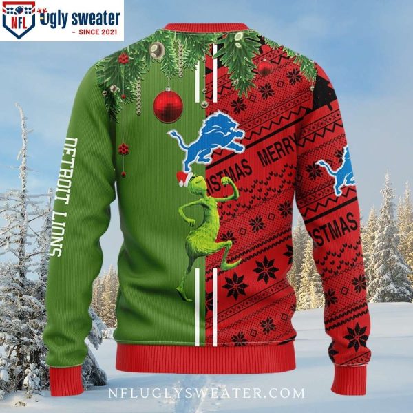 Detroit Lions Christmas Sweater – Grinch And Scooby-Doo Edition