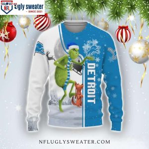 Detroit Lions Christmas Sweater – Hilarious Grinch Design