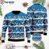 Detroit Lions Logo Print American Flag Skull Burning Ugly Christmas Sweater