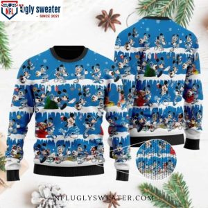 Detroit Lions Ugly Christmas Sweater – Artistic Mickey Football Player